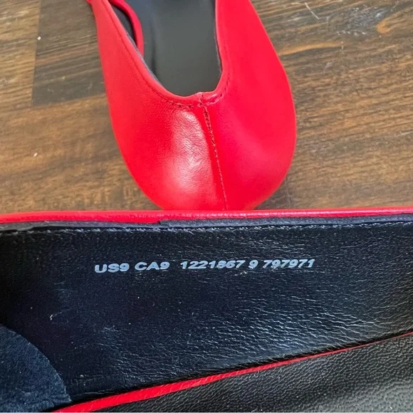 COS Crisscross Strap Premium Nappa Leather Pointed Flats Red EU40 US9 - Picture 15 of 17